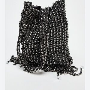 NWT Zara SHOULDER BAG WITH METAL APPLIQUÉS - Grey